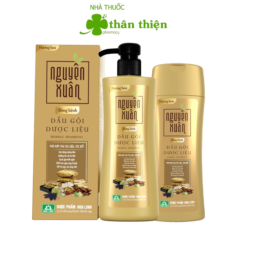 [Dầu gội dược liệu Nguyên Xuân], chiết xuất từ thảo dược thiên nhiên từ bưởi, bồ kết, ngăn rụng tóc hết gàu, giảm ngứa.