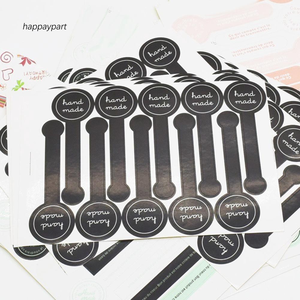 Set 200 Miếng Dán Trang Trí Túi Quà In Chữ Handmade Xinh Xắn