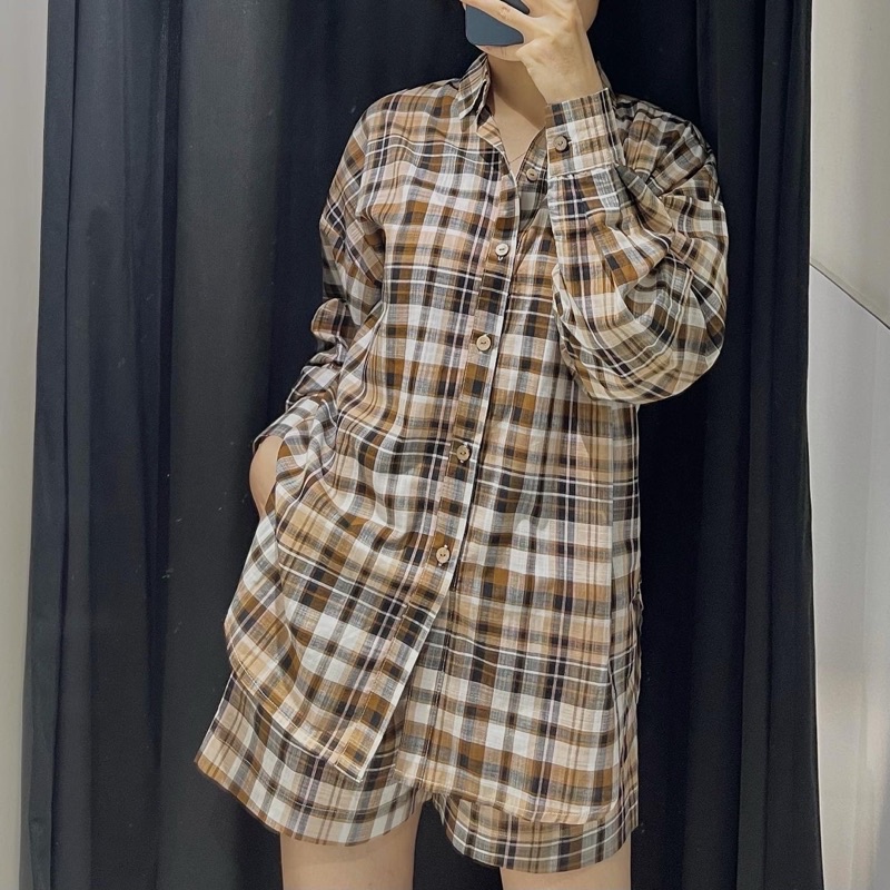 ÁO SƠ MI NÂU DÀI TAY