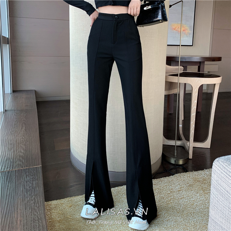 Quần Dài Lưng Cao Thiết Kế Xẻ Phong Cách Hàn Quốc | BigBuy360 - bigbuy360.vn