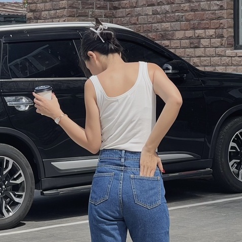 Áo Ba Lỗ Nữ Cổ Tròn Trắng, Đen - RTT - Hashtagem ( freesize dưới 55kg)