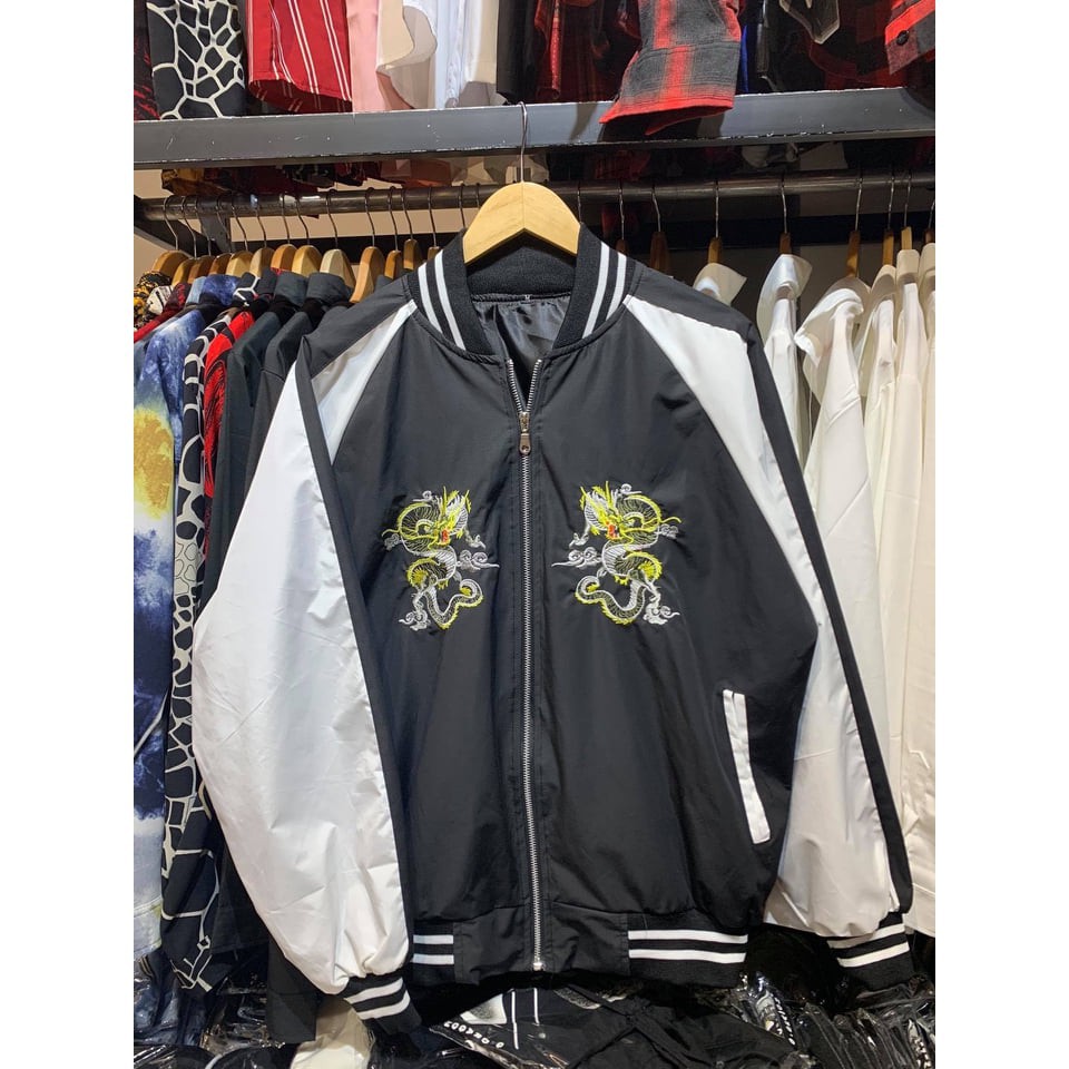 Áo khoác bomber unisex nam nữ họa tiết, form rộng, phong cách hàn quốc thiêu rồng, dù 2 lớp  | Leehoanggroup | BigBuy360 - bigbuy360.vn