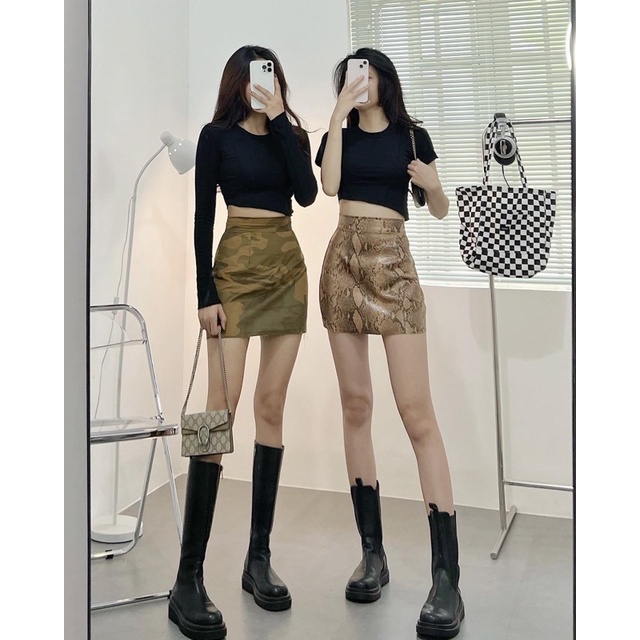 Chân Váy Da Siêu Cool Ngầu Xịn Xò hiệu Hh.vintage [ẢNH THẬT 100%]