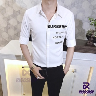 [XẢ KHO] Áo sơ mi nam nữ tay dài trắng chất lụa cao cấp họa tiết BBR cực đẹp RSM063