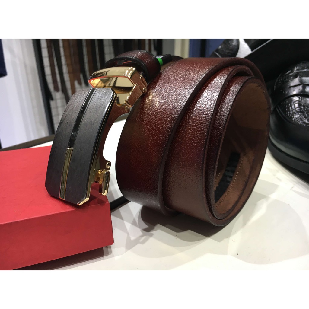 Dây lưng da đà điểu mặt chữ nhật trốt kéo