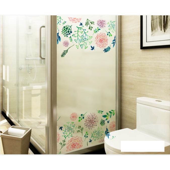 Decal Dán Kính Cao Cấp - Hoa Viền Sắc Màu nhạt ( 60x116 )