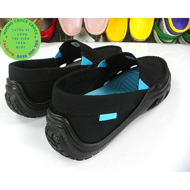 GIÀY LƯỜI CROCS VẢI THÔ TIDELINE CHO NAM MÀU ĐEN CHUẨN XỊN FULL BOX