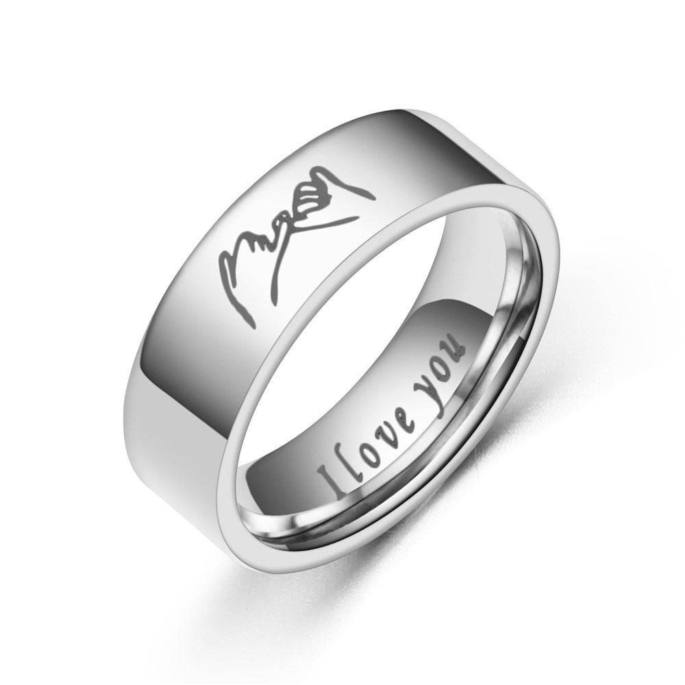 Nhẫn Cặp In Chữ I Love You Màu Đen / Bạc Lãng Mạn