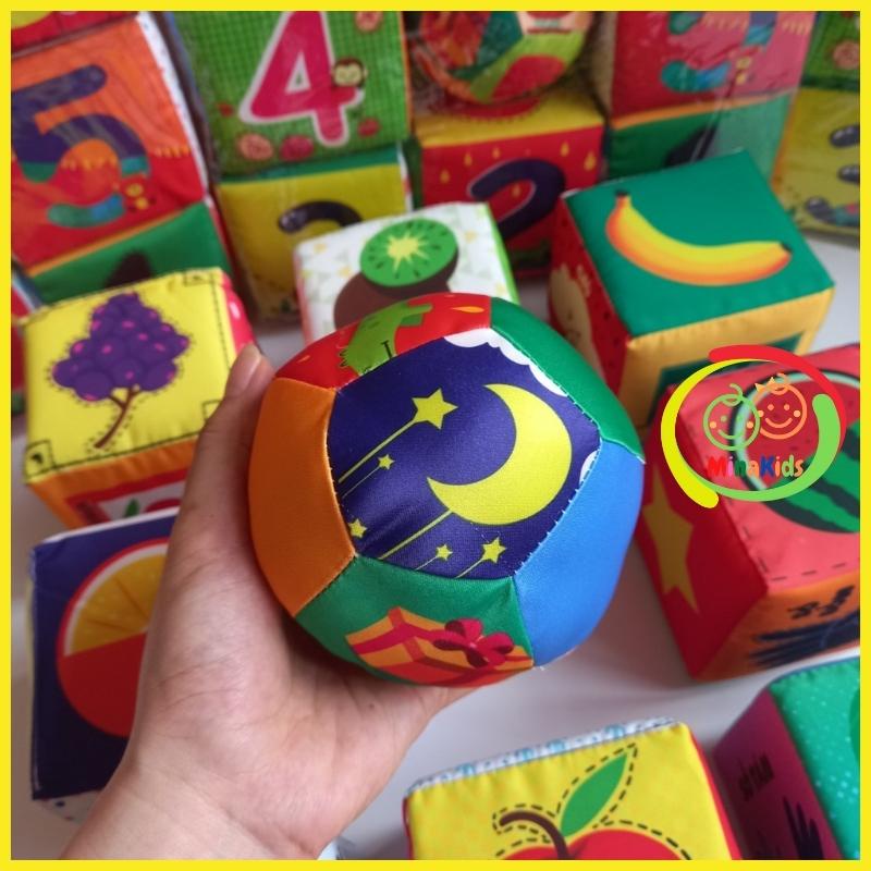 Khối Vải Cho Bé Bộ 8 Đồ Chơi Hình Khối Vui Nhộn Kèm Bóng Xúc Xắc Phát Triển Đa Giác Quan Pipo Minakids SV59