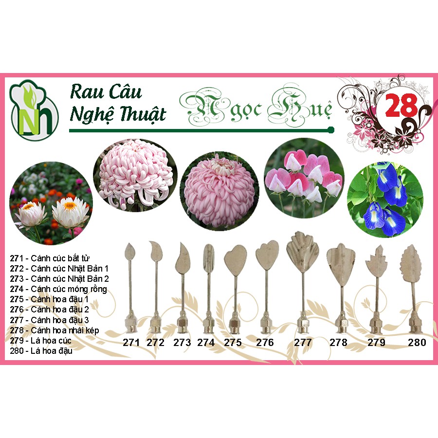 Dụng cụ làm thạch rau câu 3D Ngọc Huệ ( Bộ số 28 - hoa cúc bất tử, cúc Nhật Bản, hoa đậu, hoa nhái kép)