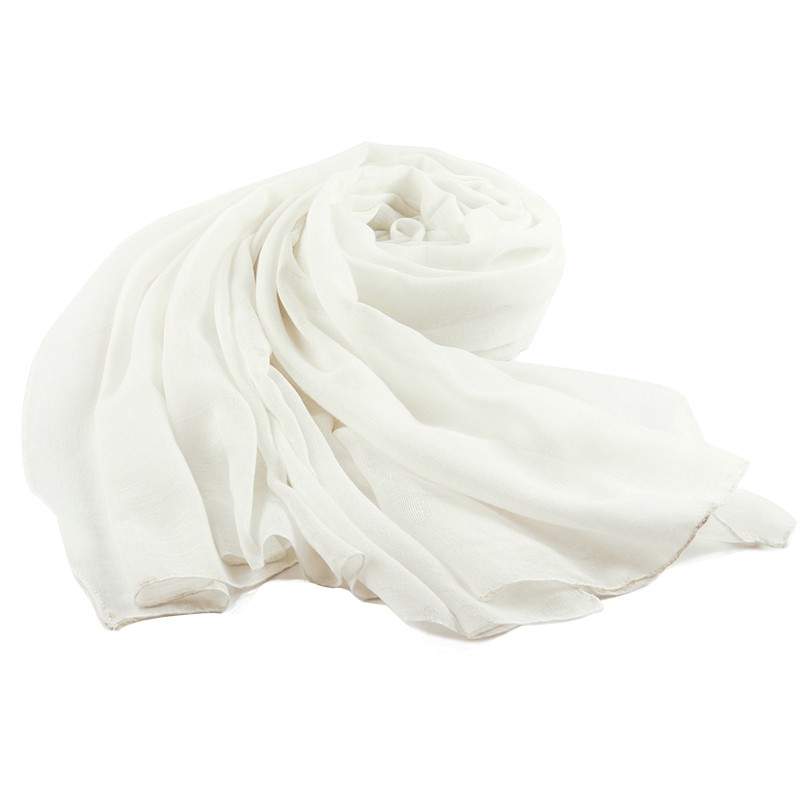 Khăn quàng lụa lanh cotton trắng mỏng đa thời trang xuân thu dành cho nữ