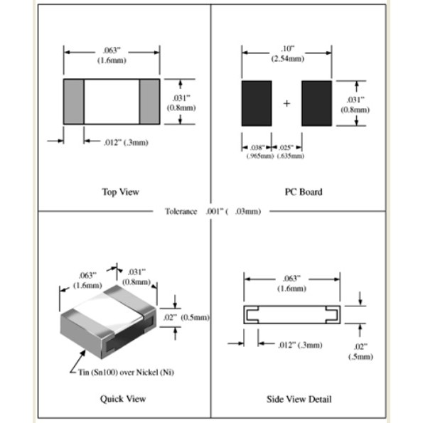 Trở Dán SMD 0603 5% (50 Con) từ 22K~470K