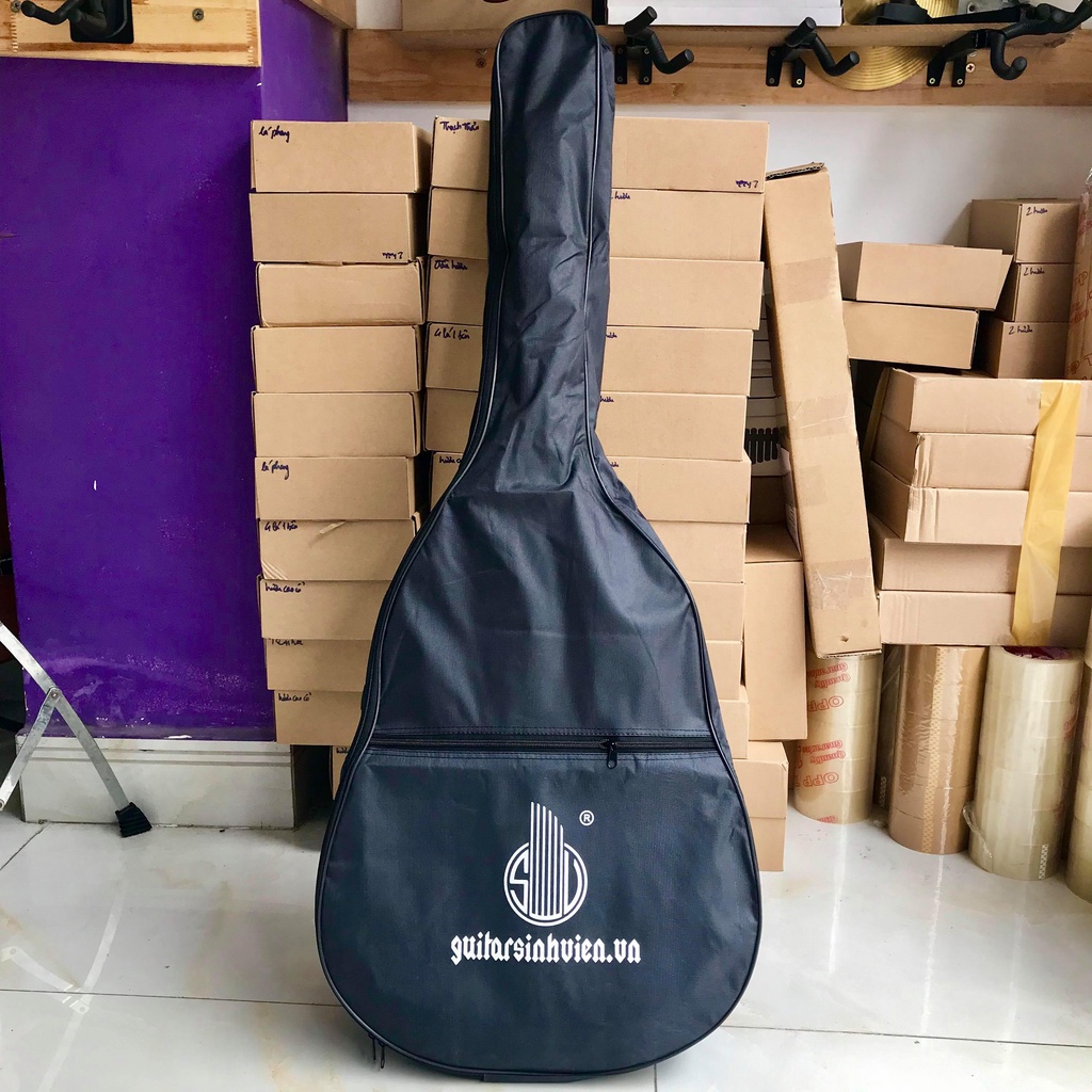 Bao đàn guitar 1 lớp size 4/4 cao 106cm có chống nước - Bao có túi nhỏ và quai đeo như balo - Đặt hàng tặng pick gãy