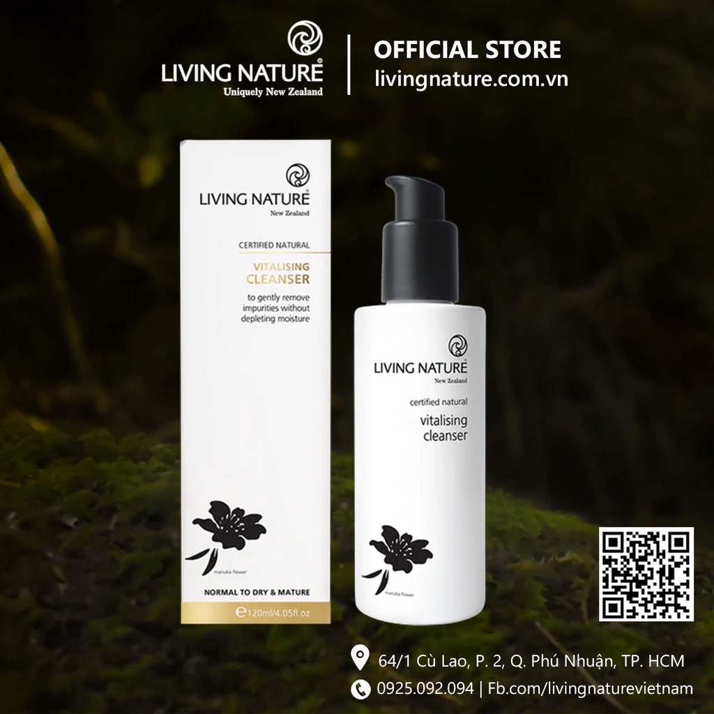 Sữa rửa mặt da khô/ da thường Living Nature Vitalising Cleanser 120ml