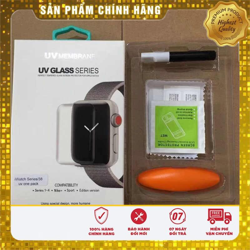 Kính cường lực UV full màn hình đồng hồ Apple Watch 38mm 40mm 42mm 44mm Siri 1 2 3 4 5