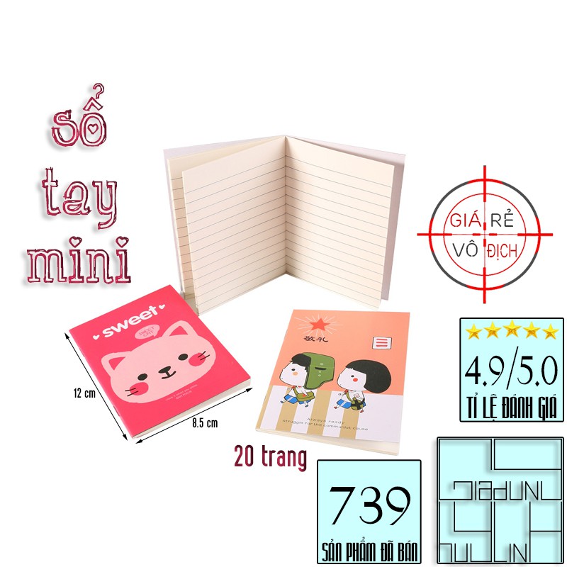 Sổ tay hoạt hình ghi chép, lập kế hoạch cho học sinh, sinh viên - Sổ tay 20 trang mini bỏ túi tiện lợi Boremart