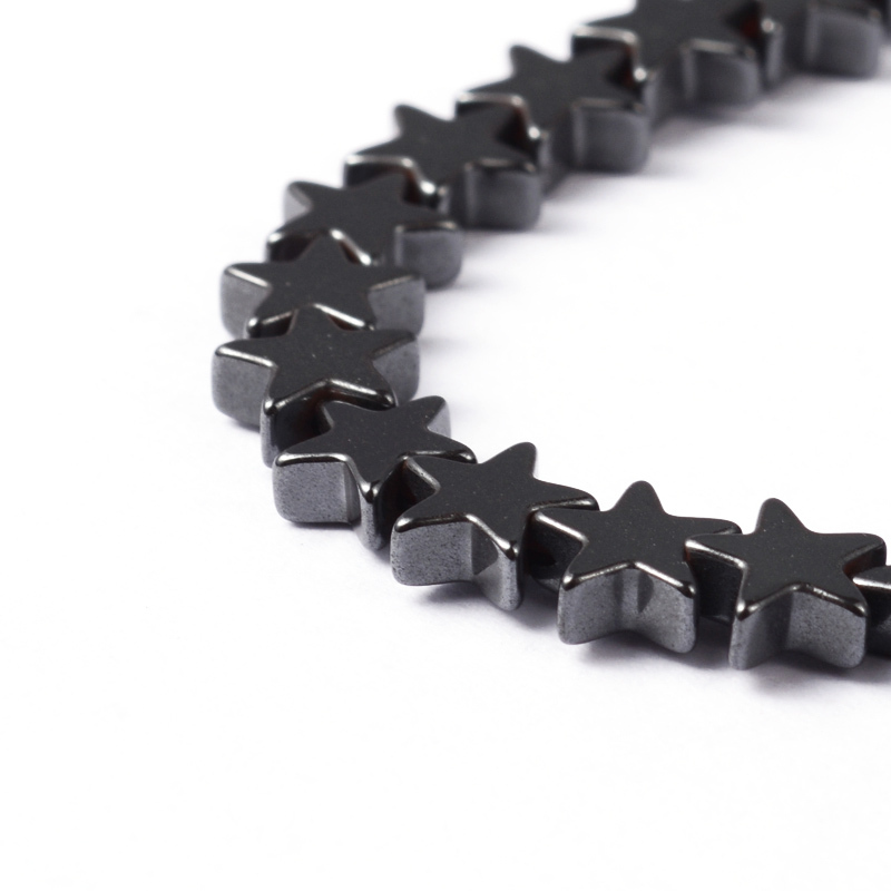 Chuỗi hạt màu đen không từ tính phong cách Giáng sinh hình ngôi sao đường kính 6mm dày 2mm lỗ 1mm khoảng 87 hạt