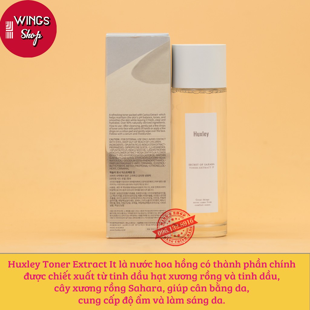 Nước Hoa Hồng Huxley Toner Extract It Chiết Xuất Xương Rồng 120ml | Hàng Chính Hãng