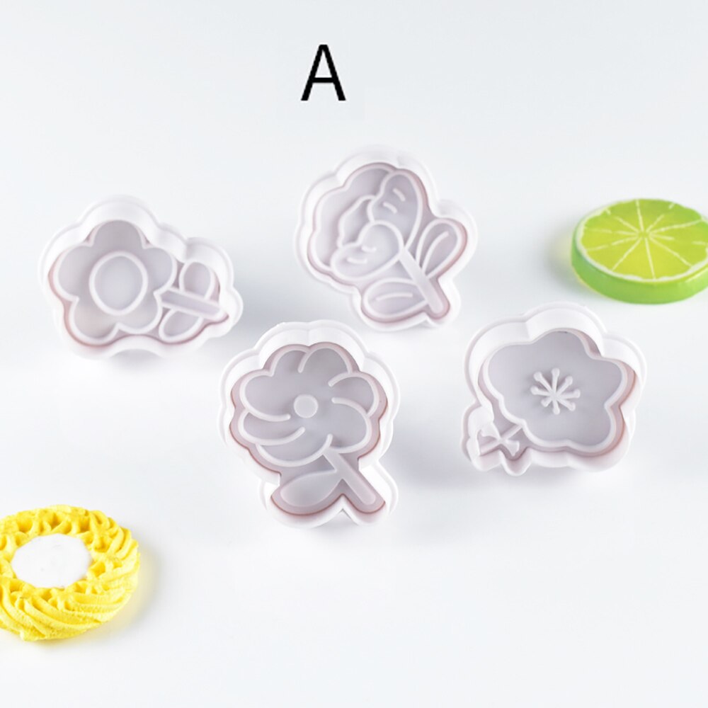 Set 4 Khuôn Cắt Tạo Hình Hoa Trang Trí Bánh