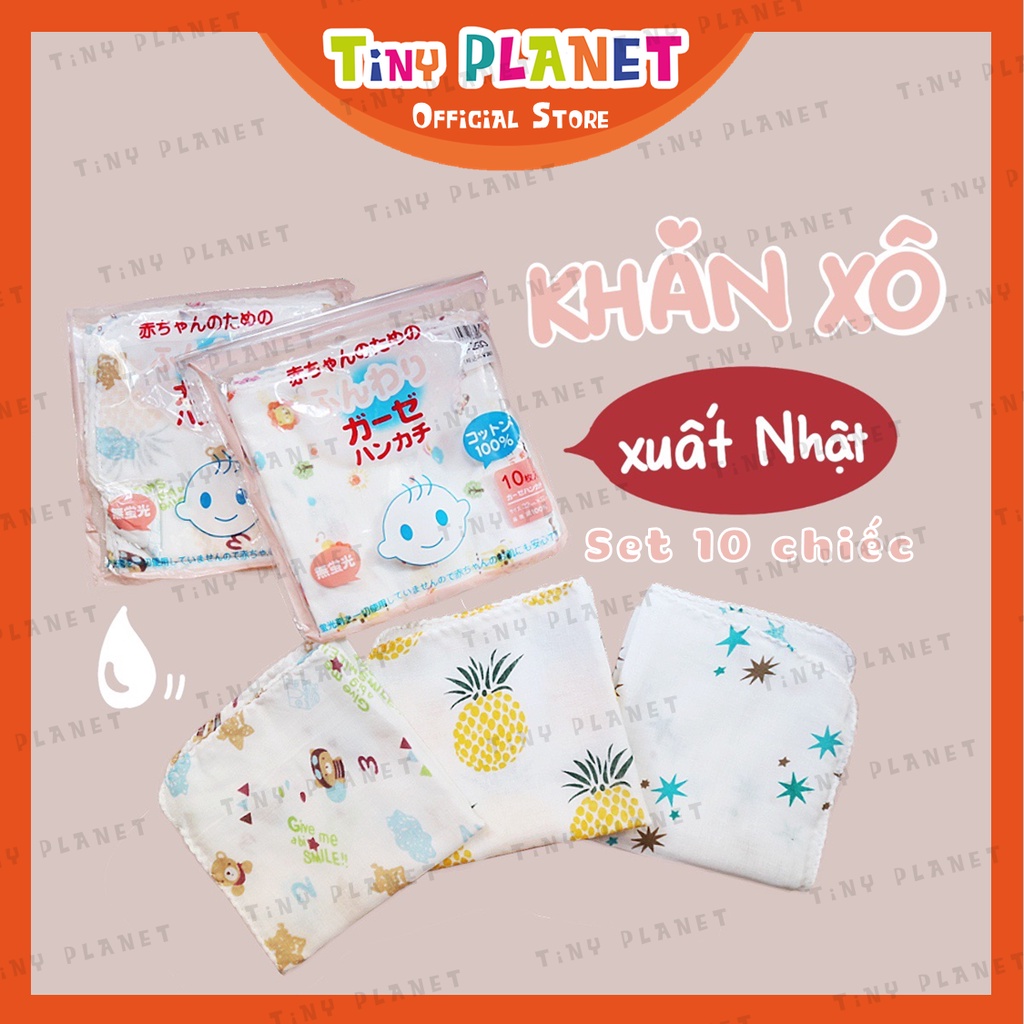 Set 10 khăn xô 2 lớp xuất Nhật kích thước 30x30cm cho bé