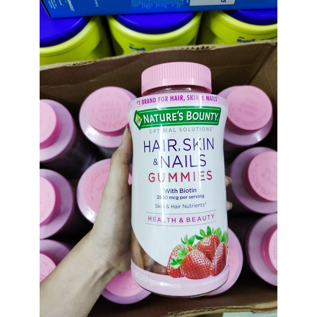 Kẹo dẻo Hair, Skin and Nails Gummies 230 viên của Mỹ, mẫu mới