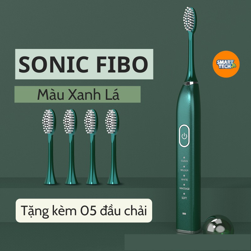 Bàn chải đánh răng điện cao cấp SONIC FIBO, bàn chải điện đánh răng tự động 05 chế độ, bảo hành 06 tháng