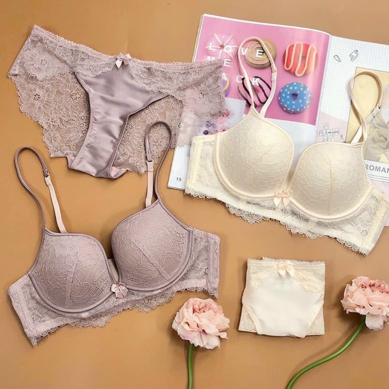 bộ áo lót 🍁  f̳r̳e̳e̳s̳h̳i̳p̳ 🍁 sét đồ lót cao su non siêu nâng đẩy hít hót 2021