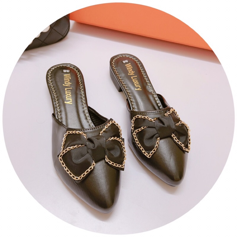 Dép sục bệt mũi nhọn nơ xích xinh xỉu