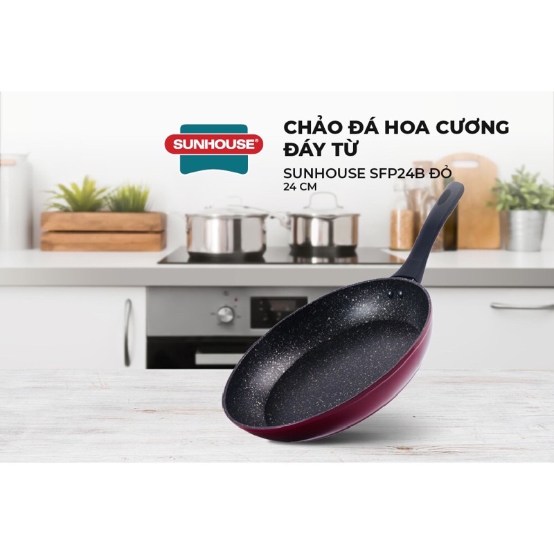 Chảo Đá hoa cương đáy từ sunhouse size 26cm,28cm hàng chính hãng giá tốt