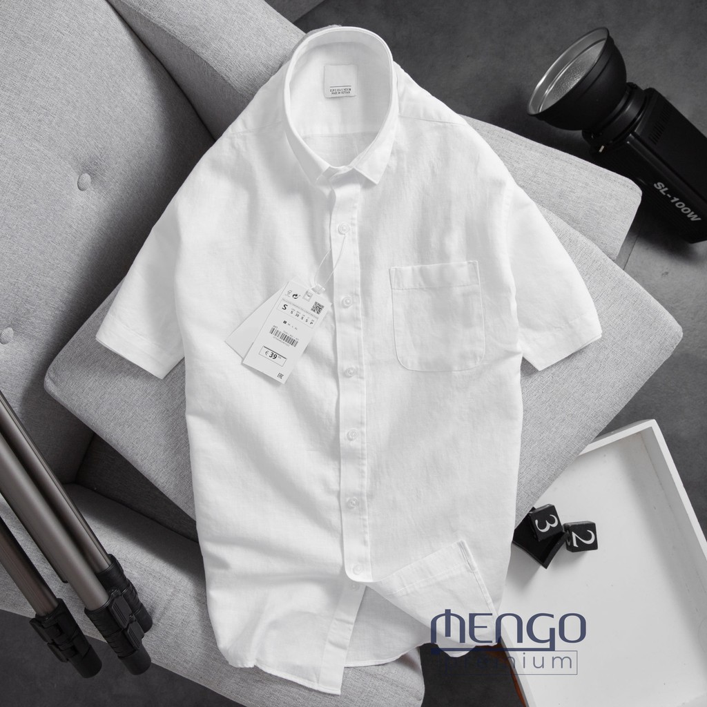 Áo sơ mi linen Z.Ra mềm mịn xanh biển, xanh đen, trắng, kem - MENGO | BigBuy360 - bigbuy360.vn