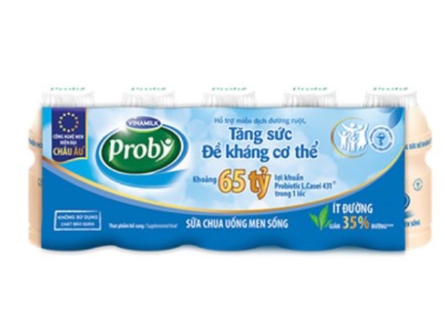 Sữa chua uống Vinamilk Probi ít đường chai 65ml (Lốc 5 chai)