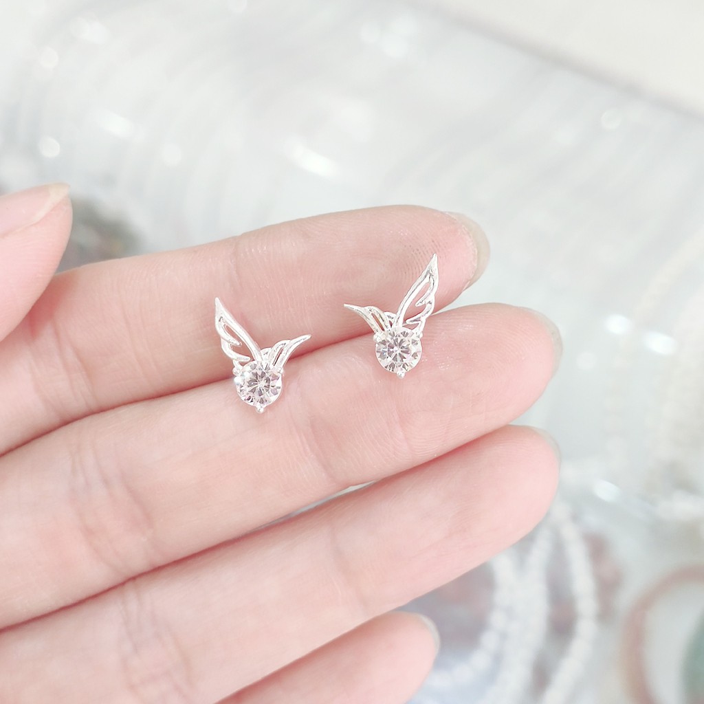 Bông tai bạc Bông Hạc tiên trắng bạc ta