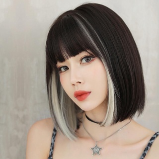 Bộ Tóc Giả Ngắn Mái Ngang Nhuộm Màu Thời Trang Cho Nữ