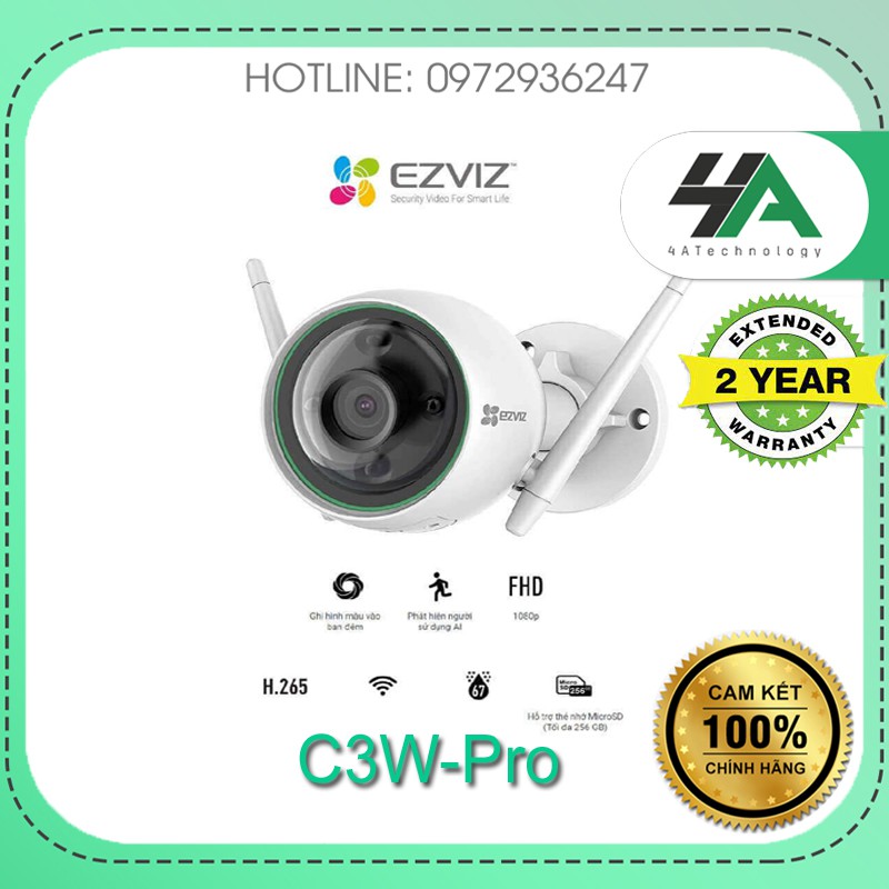 Camera IP Wifi Ezviz C3W 2M, C3W Full Color 2M/4M Ngoài Trời có màu ban đêm, báo động, đàm thoại (chính hãng 24th)