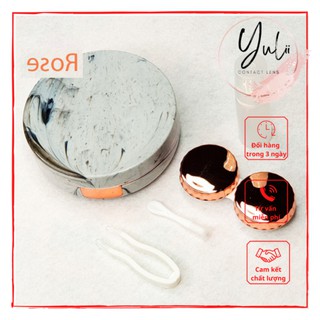 Khay đựng lens vân đá cao cấp, hộp đựng kính áp tròng thời trang đầy đủ phụ kiện đeo lens đi kèm | YULII LENS