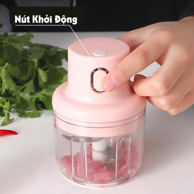 Máy xay Mini cầm tay đa năng cao cấp dung tích 250ML sạc điện lưỡi bằng thép không gỉ, Máy xay tỏi ớt mini cổng sạc USB