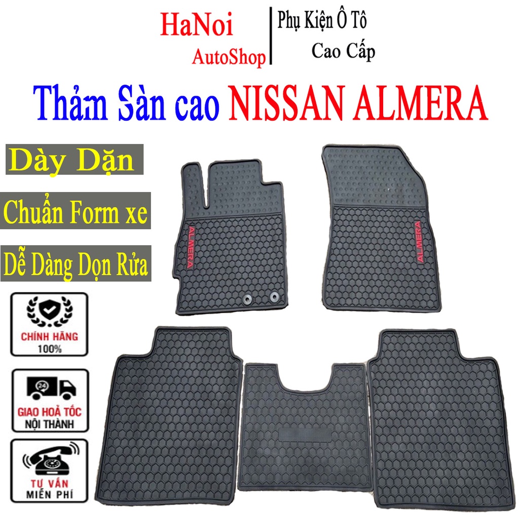 Thảm Lót Sàn Cao Su Xe Nissan Almera 2020 2021 2022 Màu đen Hàng Cao Su Đúc Ko Mùi dễ dàng vệ sinh lau rửa
