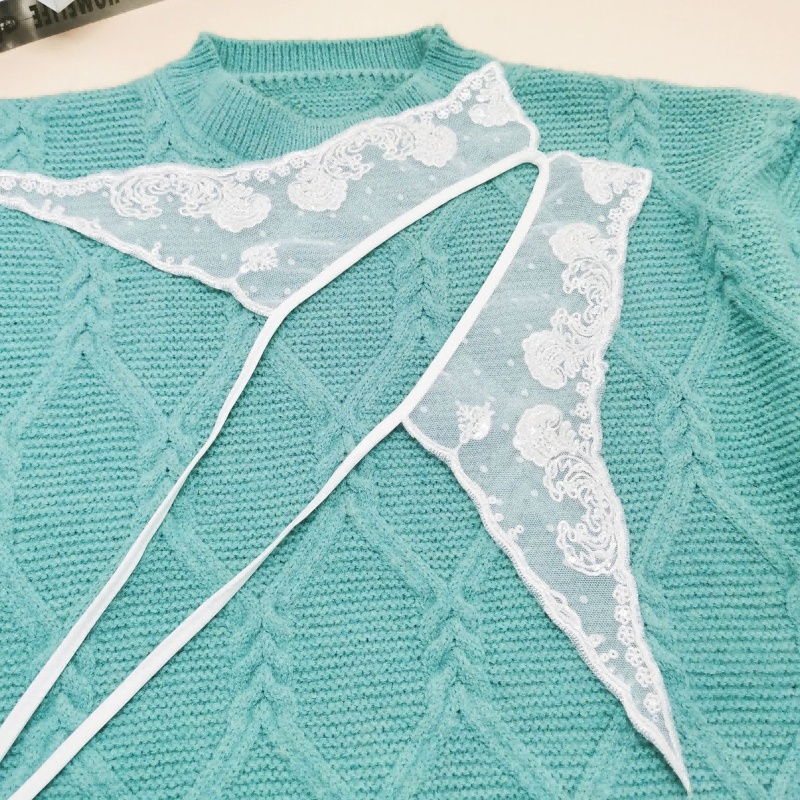 Cổ Áo Sơ Mi Giả Thêu Hoa Xinh Xắn Thời Trang Cho Nữ