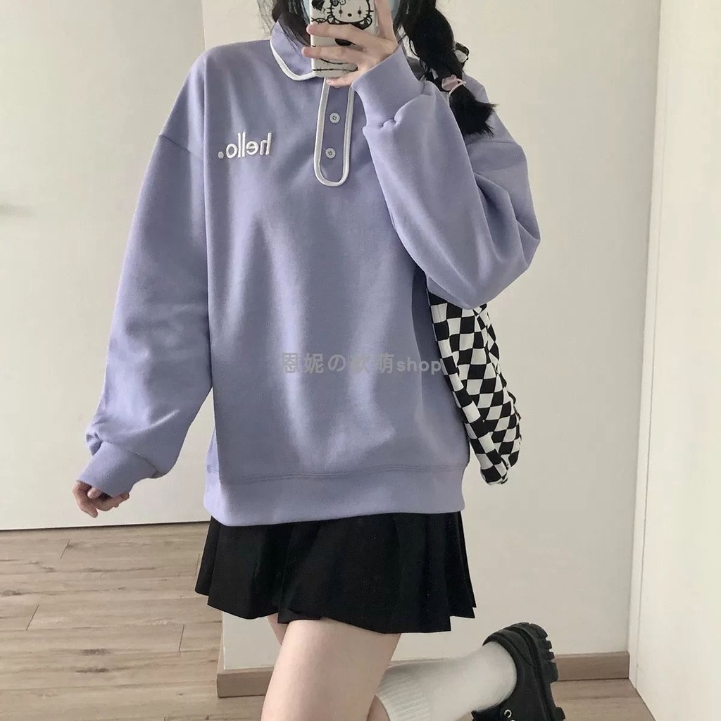 Áo Hoodie Tay Dài Dáng Rộng Thiết Kế Mới Thời Trang Theo Phong Cách Hàn Quốc Cho Nữ