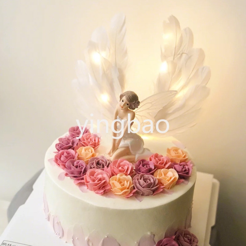 Mô Hình Nhân Vật Nàng Tiên Elf Và Cánh Thiên Thần Trang Trí Bánh Kem Cho Bé