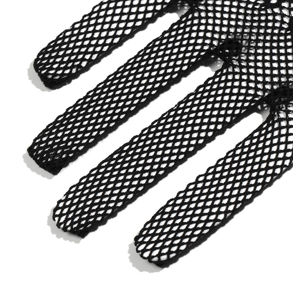 Găng Tay Lưới Nylon Phối Ren Màu Trắng / Đen Dùng Khi Đi Tiệc