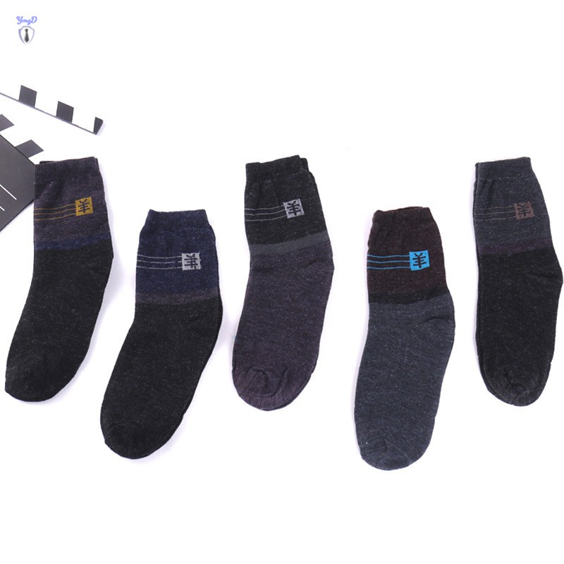 YI 5 Pairs/Set Men Ankle Socks Autumn Winter Home Man Casual Crew Sock @VN