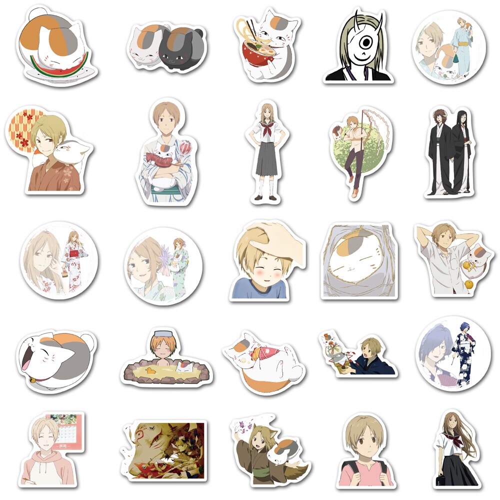 Bộ 10/25/50 miếng dán trang trí hình Anime Natsume Yuujinchou bằng pvc chống thấm nước
