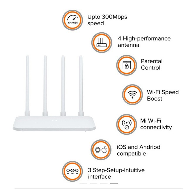 Bộ Phát Wifi Xiaomi Mi Router 4C, 4 Anten, RAM 64MB, 300MBPS