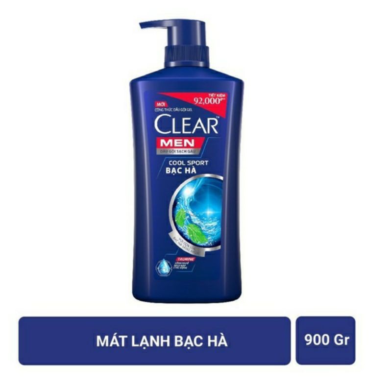 Dầu Gội Clear Men Mát Lạnh Bạc Hà 900g.