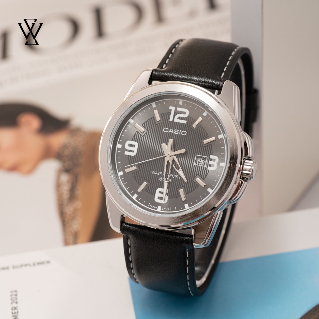 Đồng Hồ Quartz Nam Casio WATCHSTORE MTP-1314L-8AVDF Thiết Kế Kính Khoáng 45mm, Dây Đeo Da Và Vỏ Thép Không Gỉ