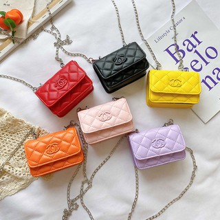 Bobora Kim Cương Chanel Phong Cách Mini Túi Vuông Nhỏ Bé Gái Công Chúa Dây Xích Túi Màu Sắc Nguyên Chất Phong Cách Chanel Túi Nữ Túi Dây Xích Túi Đựng Tiền Xu