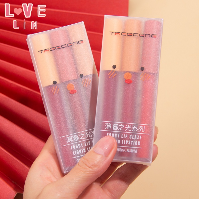 Bộ 3 Son Môi Màu Nhung Lì Kiêm Má Hồng Hai Công Dụng Màu Sắc Dành Cho Nữ