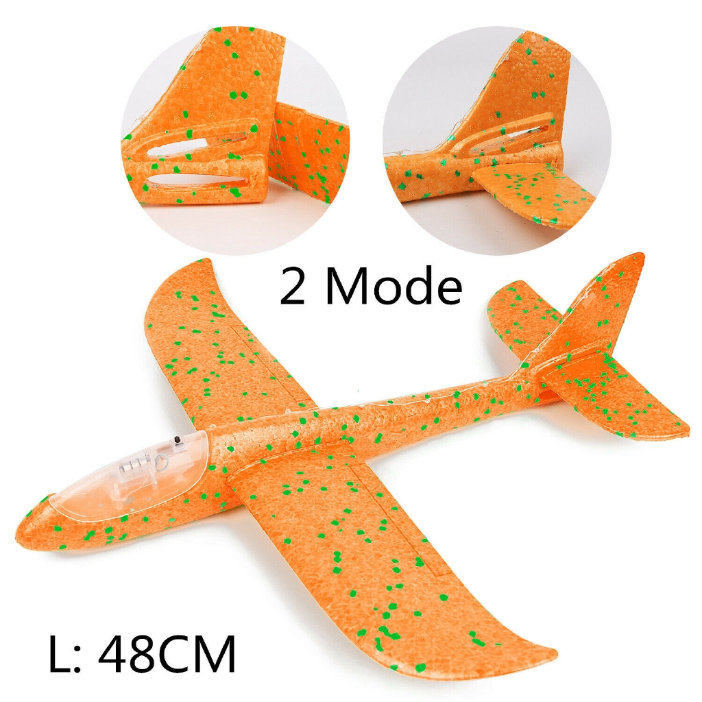 Hand Launch Throwing Glider Aircraft Foam Led Airplane Plane Model Outdoor Toy