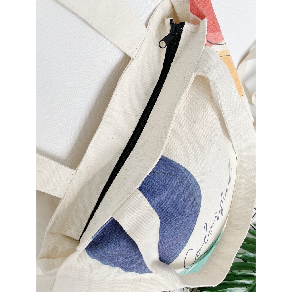Túi Tote Túi Vải Leo Canvas Cô Gái Chụp Ảnh Xanh